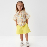 Костюм для девочки (рубашка и шорты) KAFTAN, р.32 (110-116), желтый Костюм для девочки (рубашка и шорты) KAFTAN, р.32 (110-116), желтый