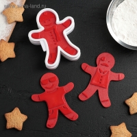 Форма для печенья с 3-мя печатями двухсторонними и прессом Доляна &laquo;Пряничный человечек&raquo;, 13&times;11&times;3,5 см, цвет МИКС