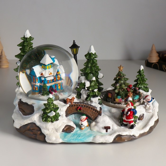 Сувенир полистоун водяной шар музыка, свет Сувенир полистоун водяной шар музыка, свет "Лапландия" крутится d=10 см 25,5х17х16 см