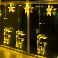 Гирлянда &laquo;Бахрома&raquo; 2.4 &times; 0.9 м с насадками &laquo;Олень&raquo;, IP20, прозрачная нить, 138 LED, свечение тёплое белое, 8 режимов, 220 В