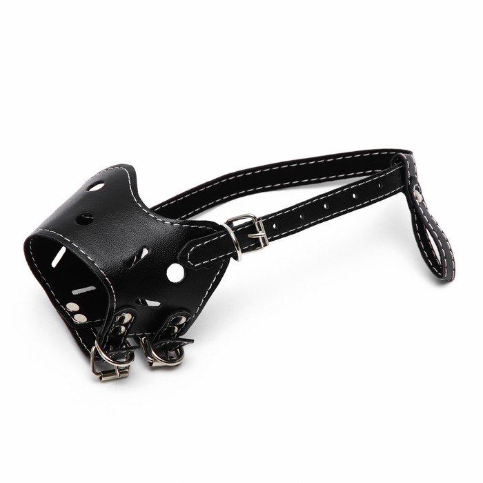 Намордник из прессованной кожи регулируемый, №2, ДН 5 см, ОМ 15-22 см, чёрный