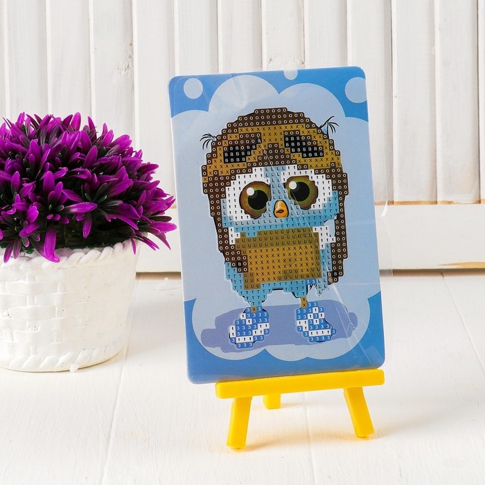 Алмазная вышивка &laquo;Сова в шлеме&raquo;, с частичным заполнением, с подставкой, 10 &times; 15 см