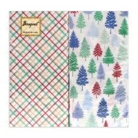 Новогодние салфетки бумажные Bouquet Original de luxe &laquo;Клетка + Ёлочки&raquo;, 2 слоя, 33х33 см, 20 шт.