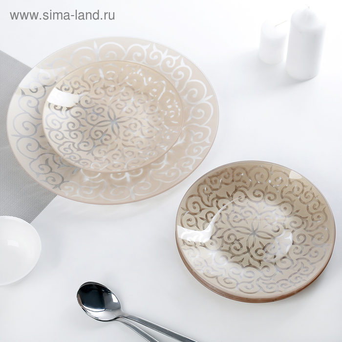 Набор тарелок &laquo;Восток&raquo;, 7 предметов: d=30 см - 1 шт, d=20 см - 6 шт, цвет золотой