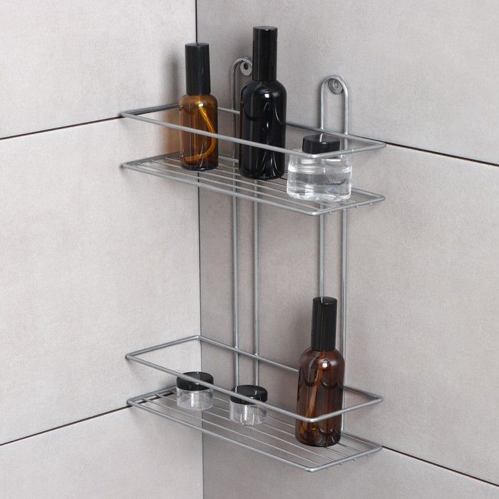 Полка прямоугольная 2-х ярусная, 26,5×10,5×35 см, цвет хром Полка прямоугольная 2-х ярусная, 26,5×10,5×35 см, цвет хром