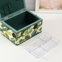 Шкатулка для рукоделия "Тропические листья на зелёном" 19х26х14,5 см Шкатулка для рукоделия "Тропические листья на зелёном" 19х26х14,5 см