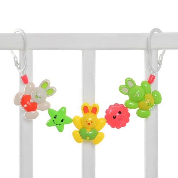 Растяжка на коляску/кроватку &laquo;Зайчики&raquo;, 3 игрушки, Крошка Я