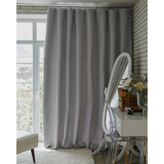 Штора портьерная &laquo;Этель&raquo; 270&times;300 см, блэкаут, цвет металл, пл. 210 г/м&sup2;, 100% п/э