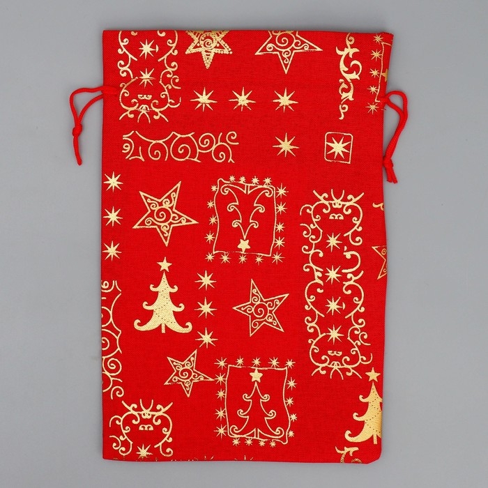 Мешочек подарочный холща &laquo;Счастливого Нового Года&raquo;, тиснение, 16 х 24 см +/- 1.5 см, Новый год