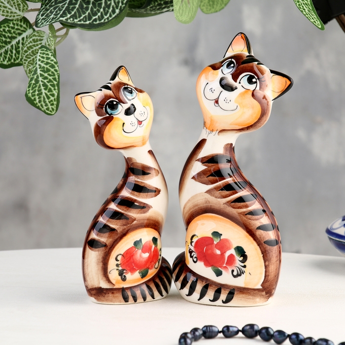 Сувенир Сувенир "Кот с кошкой на удачу", 2 шт, гжель цвет