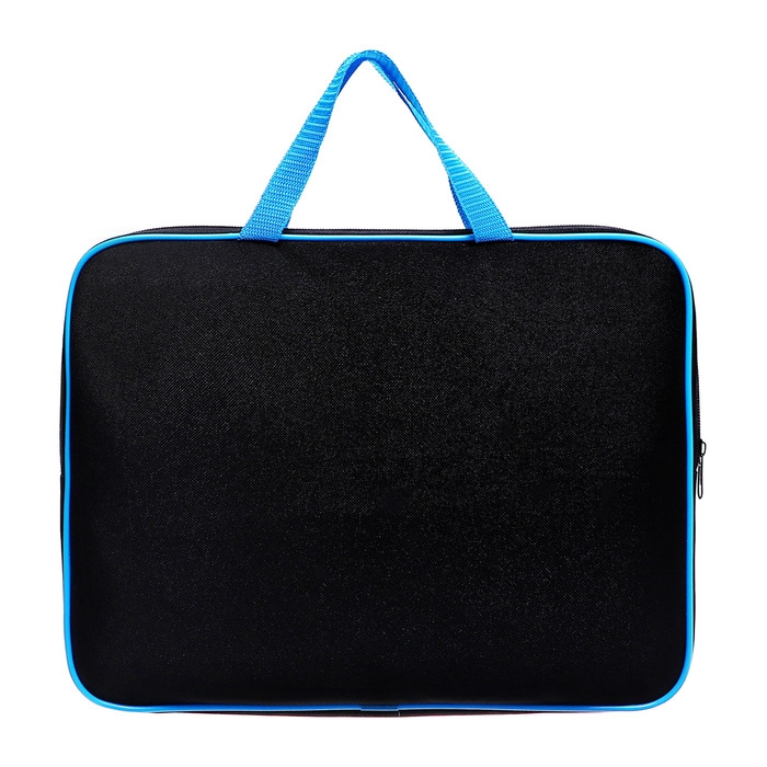 Папка с ручками текстильная А4, 350 х 265 х 45 мм, ПМД 2-42 Папка с ручками текстильная А4, 350 х 265 х 45 мм, ПМД 2-42 "Офис", внутренний карман, чёрная/ярко-голубая