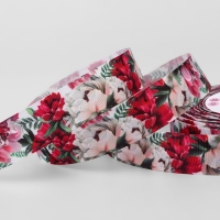 Лента репсовая &laquo;Пионы&raquo;, 25 мм, 23 &plusmn; 1 м, разноцветная