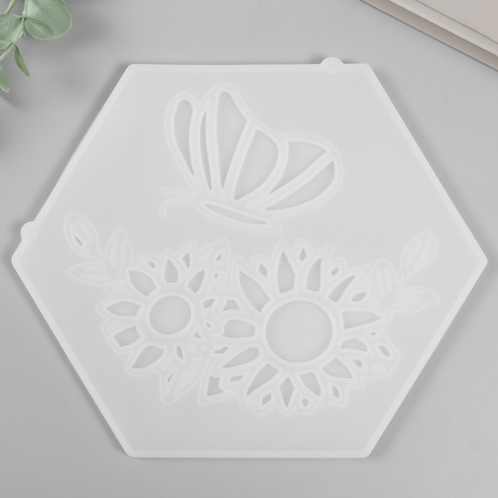 Молд силикон Молд силикон "Бабочка и цветы" 18х19х0,8 см