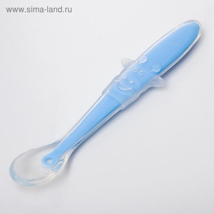 Ложка силиконовая детская &laquo;Жирафик&raquo;, цвет голубой