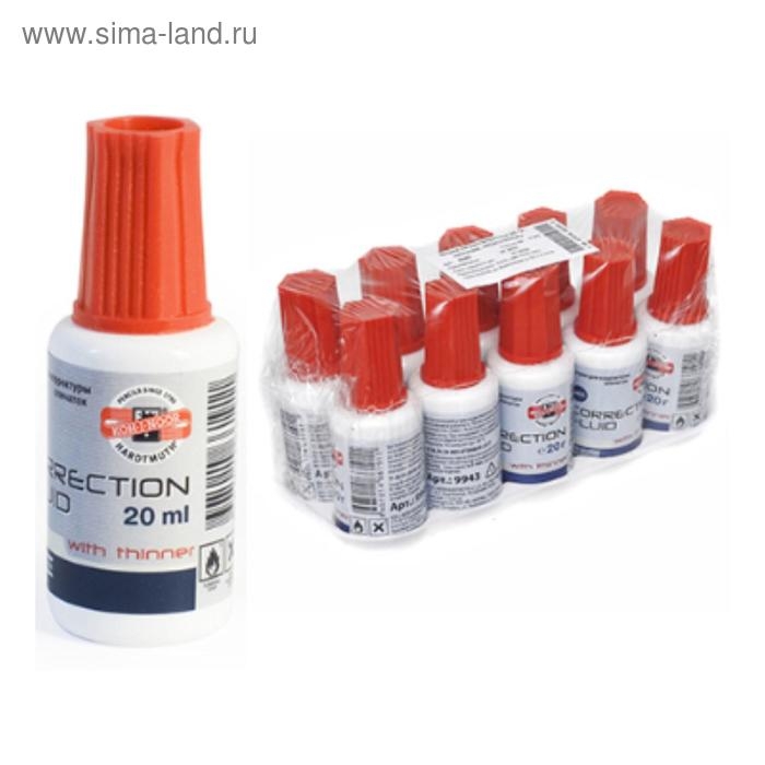 Корректирующая жидкость Koh-I-Noor, 20 мл, быстросохнущая, химическая основа, с кисточкой Корректирующая жидкость Koh-I-Noor, 20 мл, быстросохнущая, химическая основа, с кисточкой