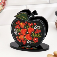 Салфетница &laquo;Яблоко&raquo;, 7 х 12 см, хохлома