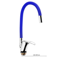 Смеситель для кухни ZEIN Z2112, однорычажный, гибкий излив, картридж 40 мм, синий/хром Смеситель для кухни ZEIN Z2112, однорычажный, гибкий излив, картридж 40 мм, синий/хром