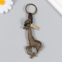 Брелок металл, кожзам "Жираф" бронза, узел 4х13 см Брелок металл, кожзам "Жираф" бронза, узел 4х13 см