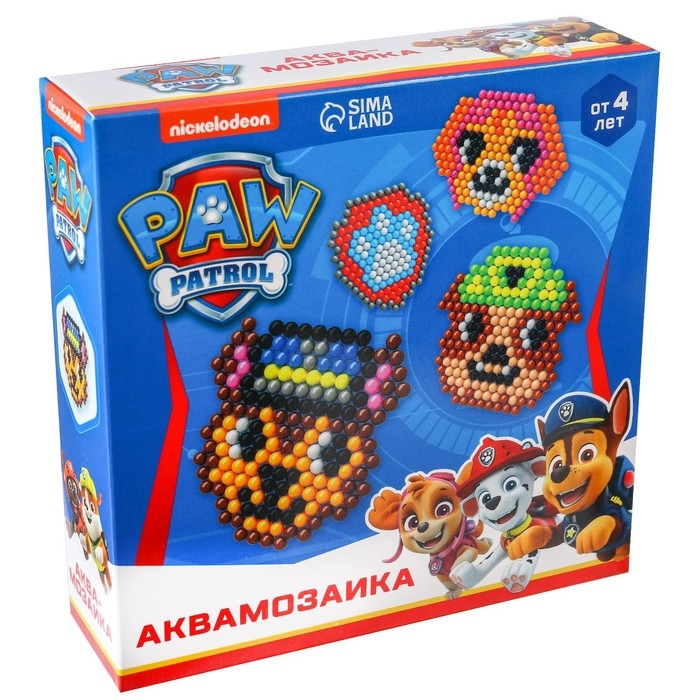 Аквамозаика &laquo;Щенячий Патруль&raquo;, 4 фигурки, 300 шариков