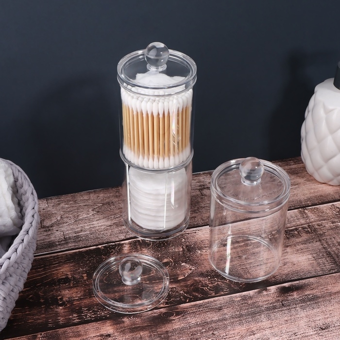 Органайзер для ватных палочек и дисков, с крышкой, 3 секции, 29 × 7 × 7см, в картонной коробке, цвет прозрачный Органайзер для ватных палочек и дисков, с крышкой, 3 секции, 29 × 7 × 7см, в картонной коробке, цвет прозрачный