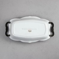 Блюдо &laquo;Роза&raquo;, 1.8 л, прямоугольное, золотая обводка, фарфор, Иран