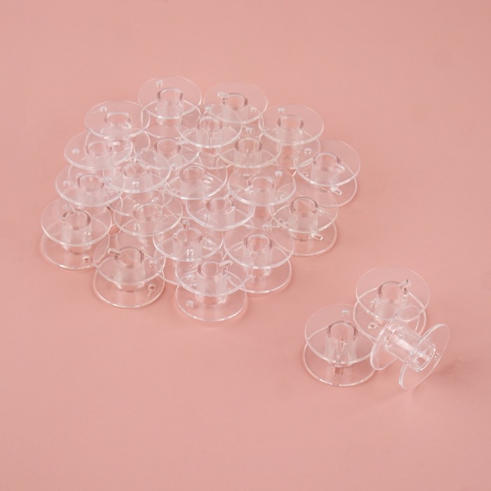 Набор шпулек, d = 20 мм, 24 шт, цвет прозрачный Набор шпулек, d = 20 мм, 24 шт, цвет прозрачный