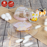 Набор детской посуды Доляна &laquo;Жирафы&raquo;, 3 предмета: миска 450 мл, тарелка d=20 см, кружка 200 мл