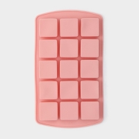 Форма для льда Доляна &laquo;Кьюб&raquo;, силикон, 20&times;11,5&times;1,5 см, 15 ячеек, цвет розовый