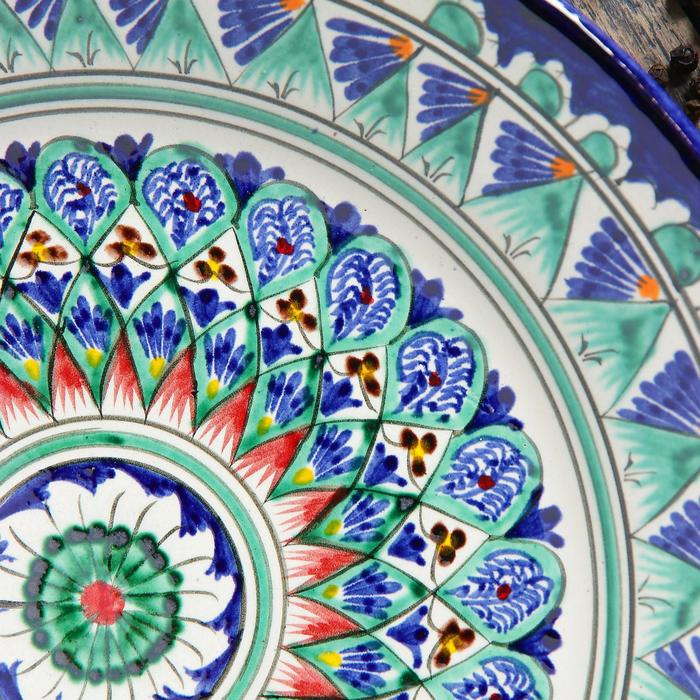 Тарелка Риштанская Керамика Тарелка Риштанская Керамика "Цветы", 26 см, синяя микс