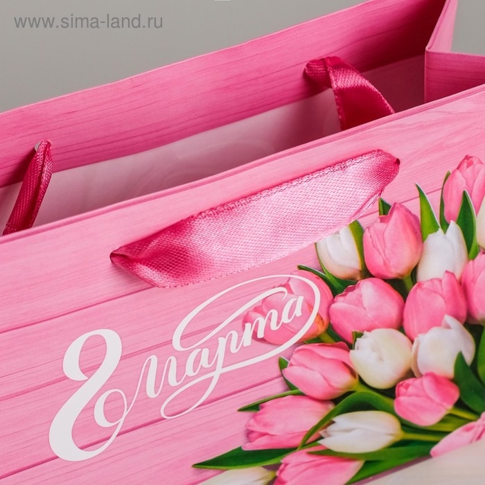 Пакет подарочный ламинированный горизонтальный, упаковка, «Женский день», L 40 х 31 х 11,5 см Пакет подарочный ламинированный горизонтальный, упаковка, «Женский день», L 40 х 31 х 11,5 см