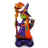 Шар фольгированный 60" &laquo;Ведьмочка на подставке&raquo;, под воздух