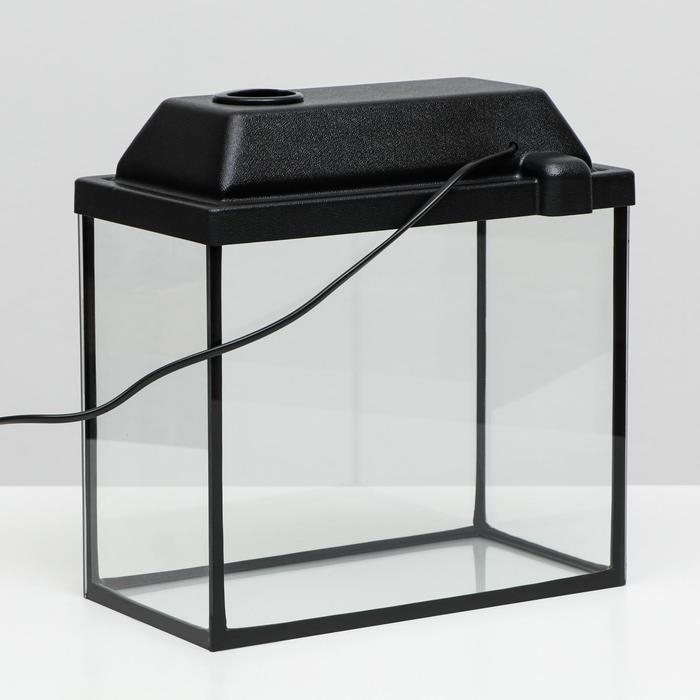 Аквариум Прямоугольный Аквариум Прямоугольный "Атолл" с крышкой, 13 литров, 30 х 16 х 26/31 см, чёрный