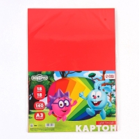 Картон цветной тонированный, А3, 18 листов, 18 цветов, немелованный, двусторонний, в пакете, 140 г/м&sup2;, Смешарики