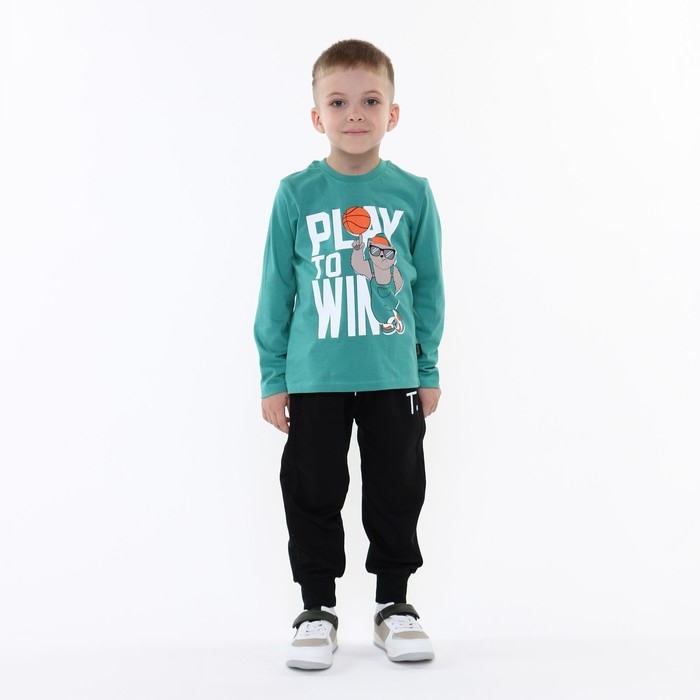 Брюки спортивные для мальчиков, цвет чёрный, рост 80-86 см