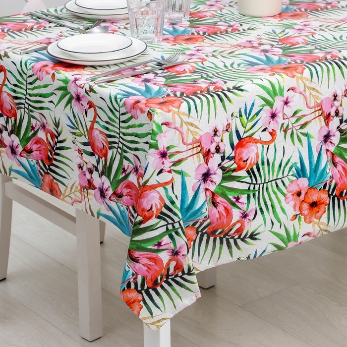 Клеёнка на стол на нетканой основе Доляна &laquo;Фламинго&raquo;, рулон 20 метров, ширина 137 см, общая толщина 0,2 мм