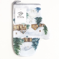 Новый год.Варежка-прихватка "Forest animals" 20х27см,саржа, 100% х/л, ватин 250г/м2