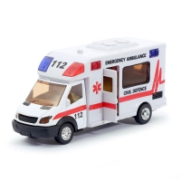 Машина металлическая &laquo;Скорая помощь&raquo;, инерционная, световые и звуковые эффекты, масштаб 1:48