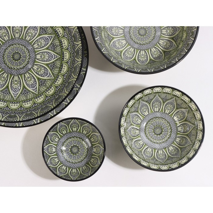 Салатник керамический Доляна &laquo;Мирсоле&raquo;, 350 мл, d=12,5 см, цвет зелёный