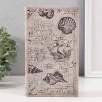 Сейф-книга дерево кожзам "Корабль и морские ракушки" 21х13х5 см