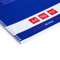 Тетрадь A4, 96 листов в линейку на гребне "Студенту синяя", обложка мелованный картон, матовая ламинация, тиснение, блок 60 г/м2 Тетрадь A4, 96 листов в линейку на гребне "Студенту синяя", обложка мелованный картон, матовая ламинация, тиснение, блок 60 г/м2