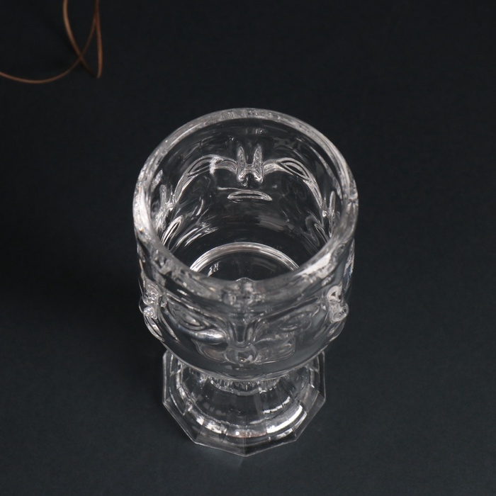 Подсвечник стекло на 1 свечу d=5 см "Лица" прозрачный 7х7х12,5 см