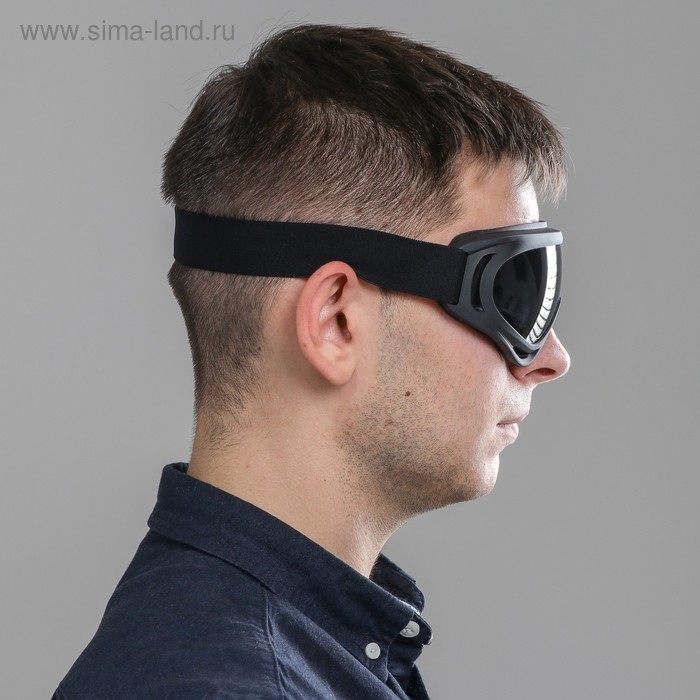 Очки для езды на мототехнике, стекло с затемнением, цвет черный Очки для езды на мототехнике, стекло с затемнением, цвет черный