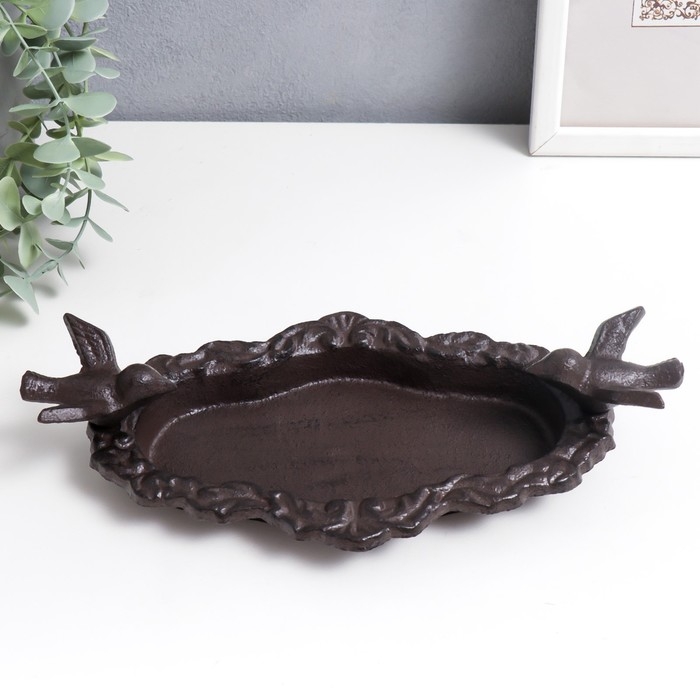 Сувенир чугун подставка Сувенир чугун подставка "Птицы на блюде" 5х13х25 см