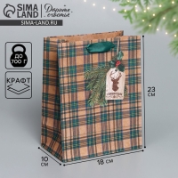 Пакет подарочный новогодний крафтовый вертикальный &laquo;For man&raquo;, MS 18 х 23 х 10 см, Новый год