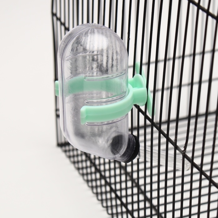 Поилка для грызунов, 60 мл, прозрачная с зелёным креплением