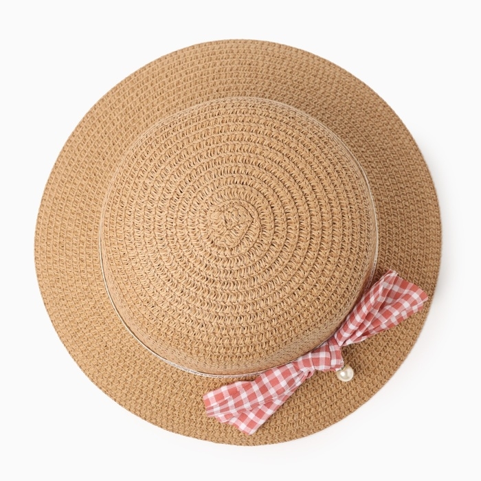 Шляпа для девочки MINAKU с бантом, цвет коричневый, р-р 52 Шляпа для девочки MINAKU с бантом, цвет коричневый, р-р 52