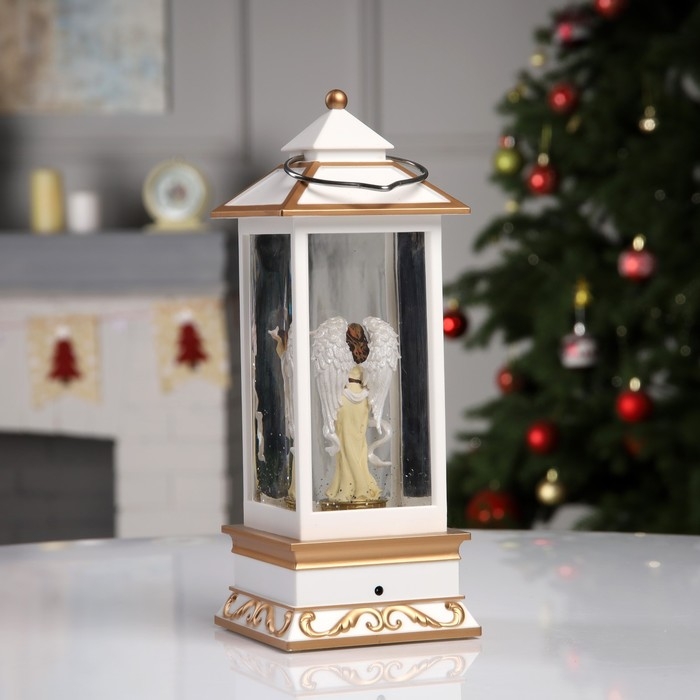 Светодиодная фигура &laquo;Фонарь с ангелом&raquo; 10.5 &times; 26 &times; 10.5 см, пластик, батарейки ААх3 (не в комплекте), USB, свечение тёплое белое