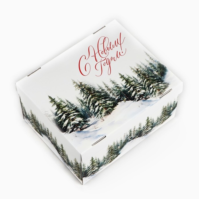 Коробка подарочная новогодняя складная &laquo;Зимний лес&raquo;, 31.2 х 25.6 х 16.1 см, Новый год