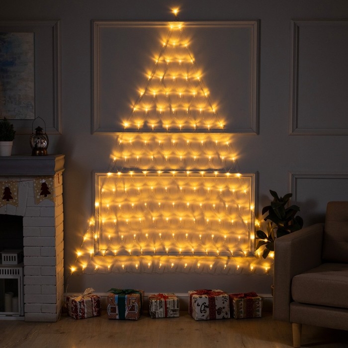 Гирлянда &laquo;Сеть-ёлка&raquo; 2 &times; 2 м, IP20, тёмная нить, 152 LED, свечение тёплое белое, 8 режимов, 220 В