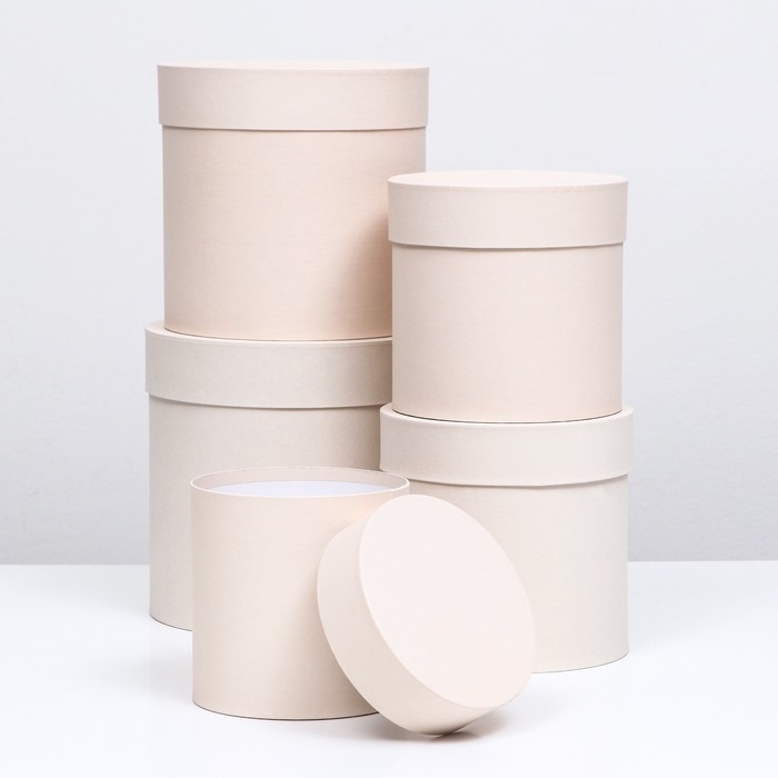 Набор шляпных коробок 5 в 1 "Ваниль", 20 &times; 20 &times; 20 ‒ 13,5 &times; 13,5 &times; 13,5 см